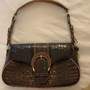 Brown alligator Brahmin leather shoulder bag
